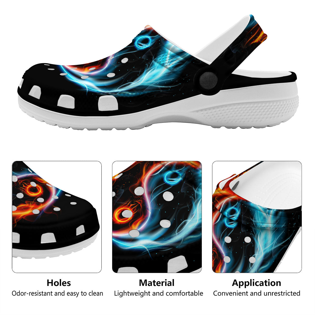 Yin Yang Flaming Print Clog-grizzshop