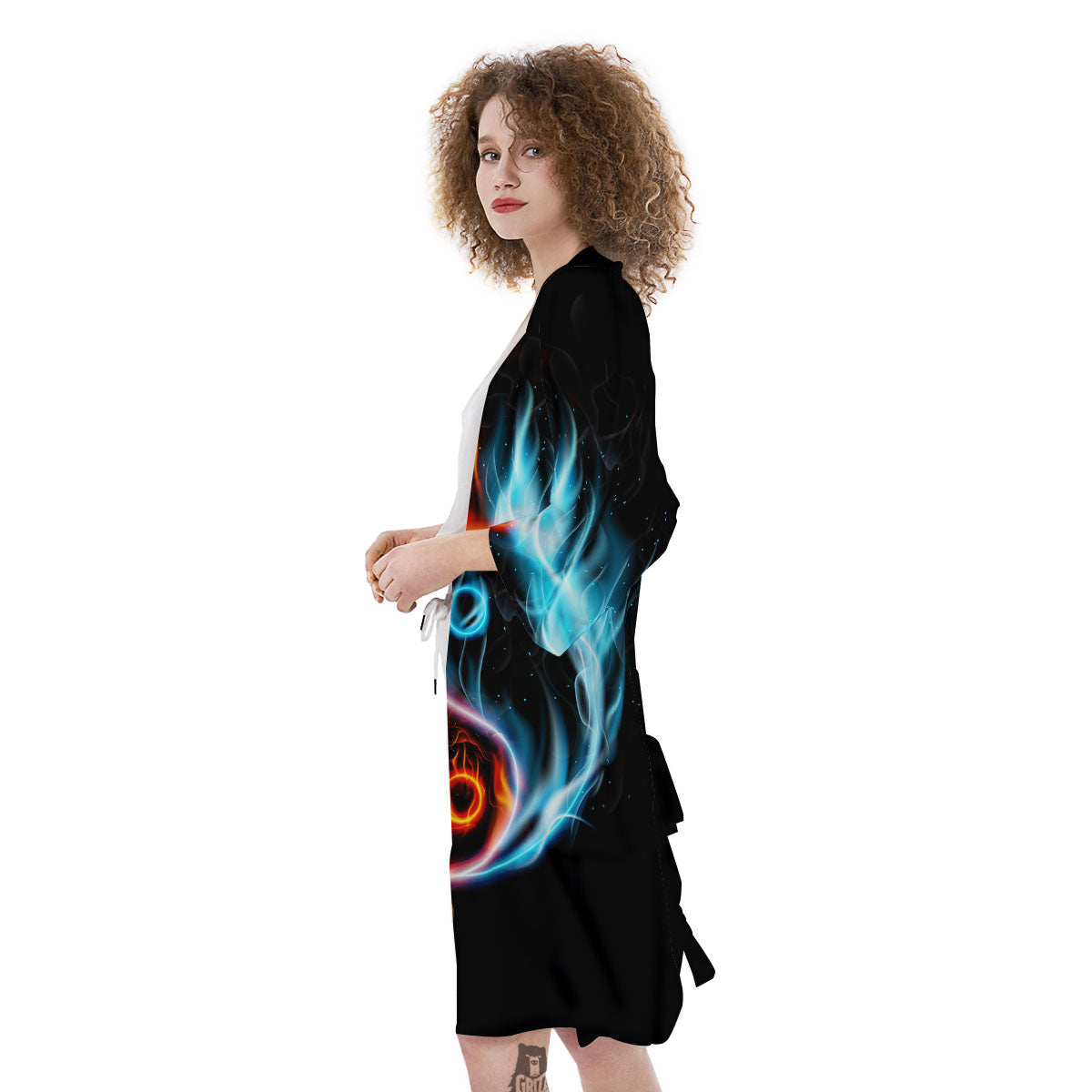 Yin Yang Flaming Print Kimono-grizzshop