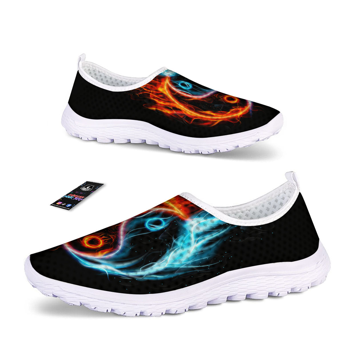 Yin Yang Flaming Print Nurse Shoes-grizzshop