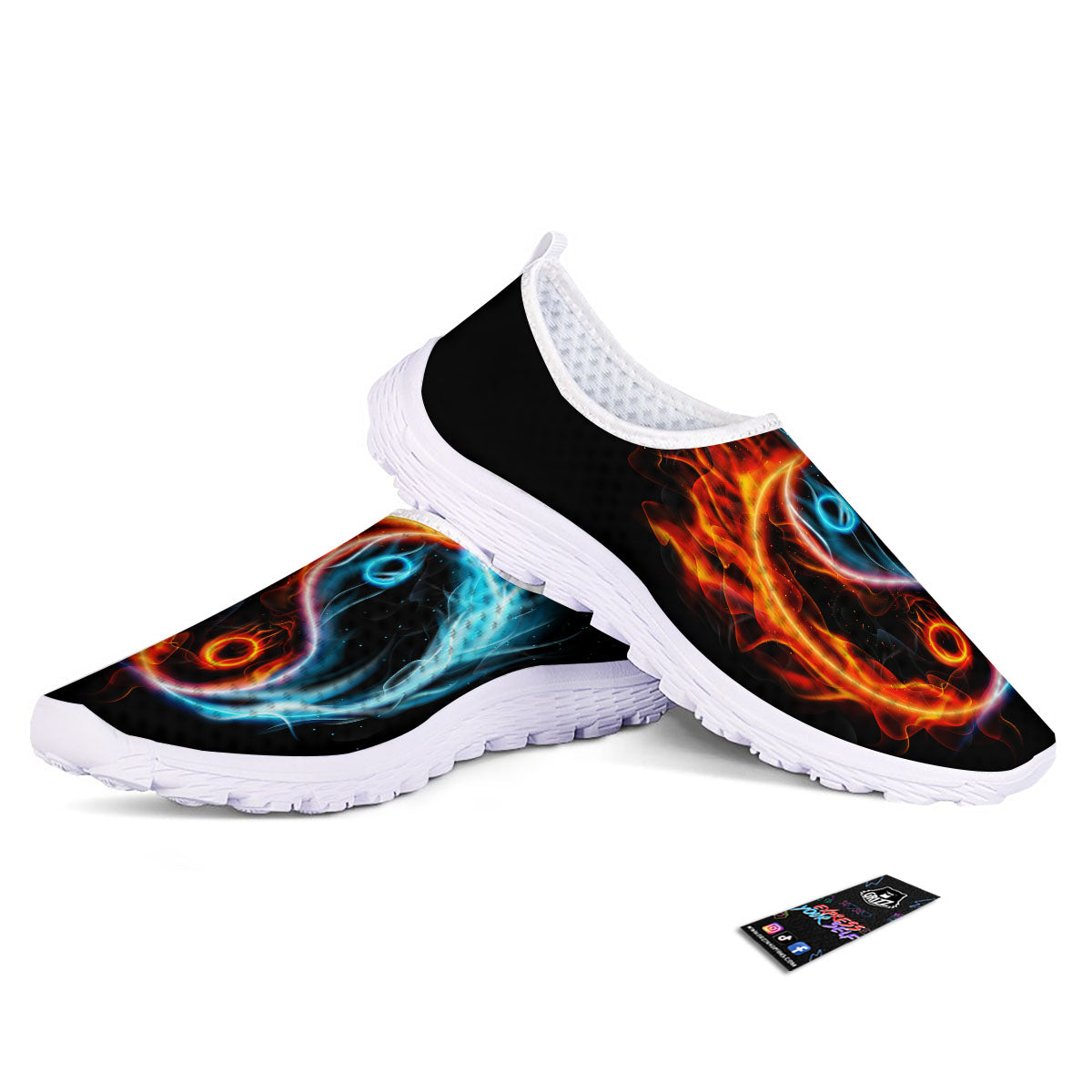 Yin Yang Flaming Print Nurse Shoes-grizzshop
