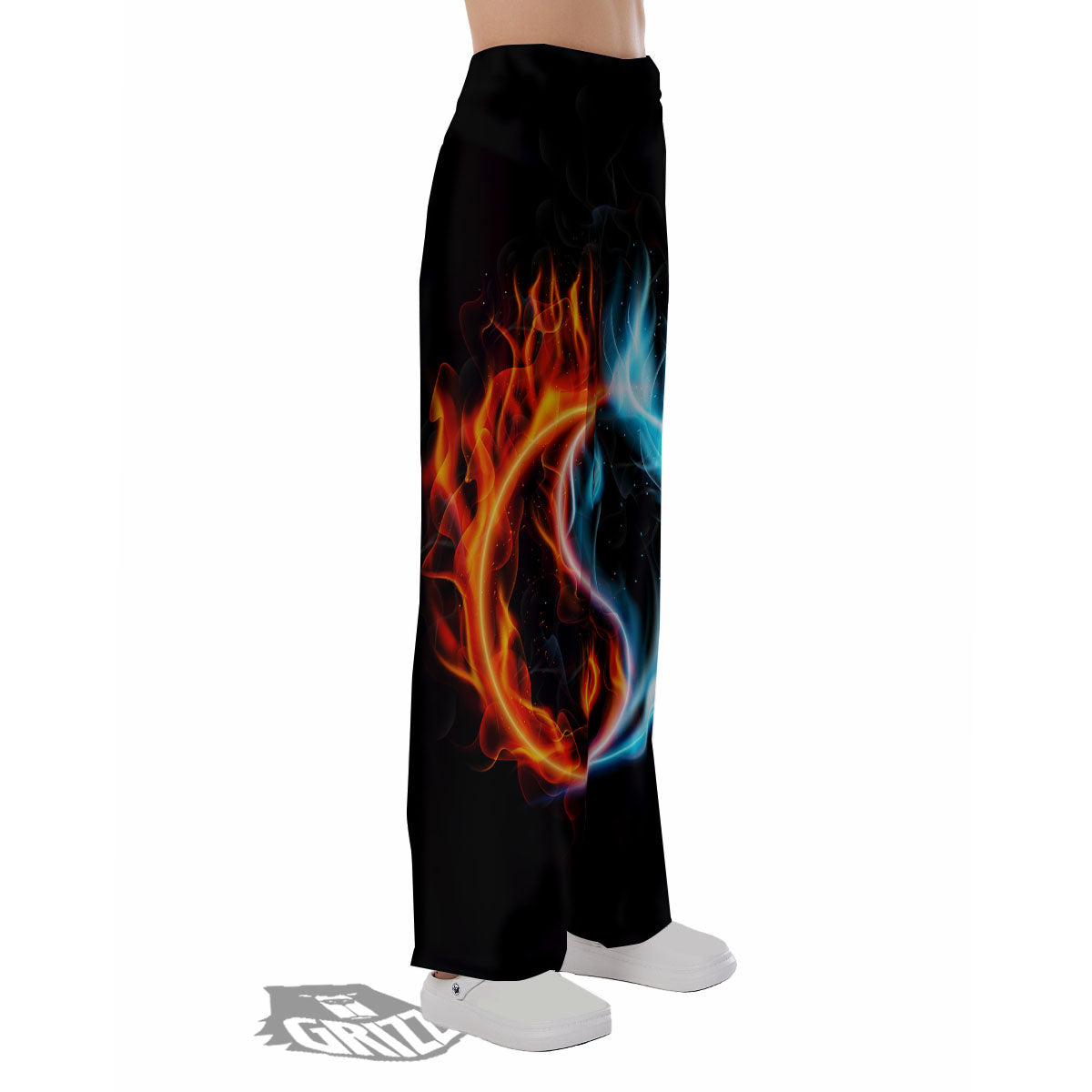 Yin Yang Flaming Print Pajama Pants-grizzshop