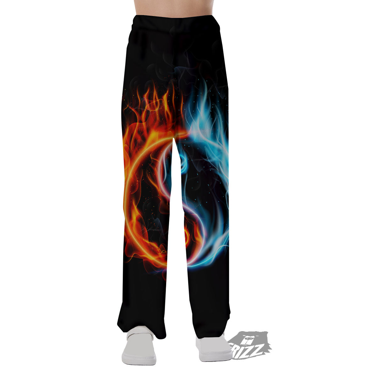 Yin Yang Flaming Print Pajama Pants-grizzshop