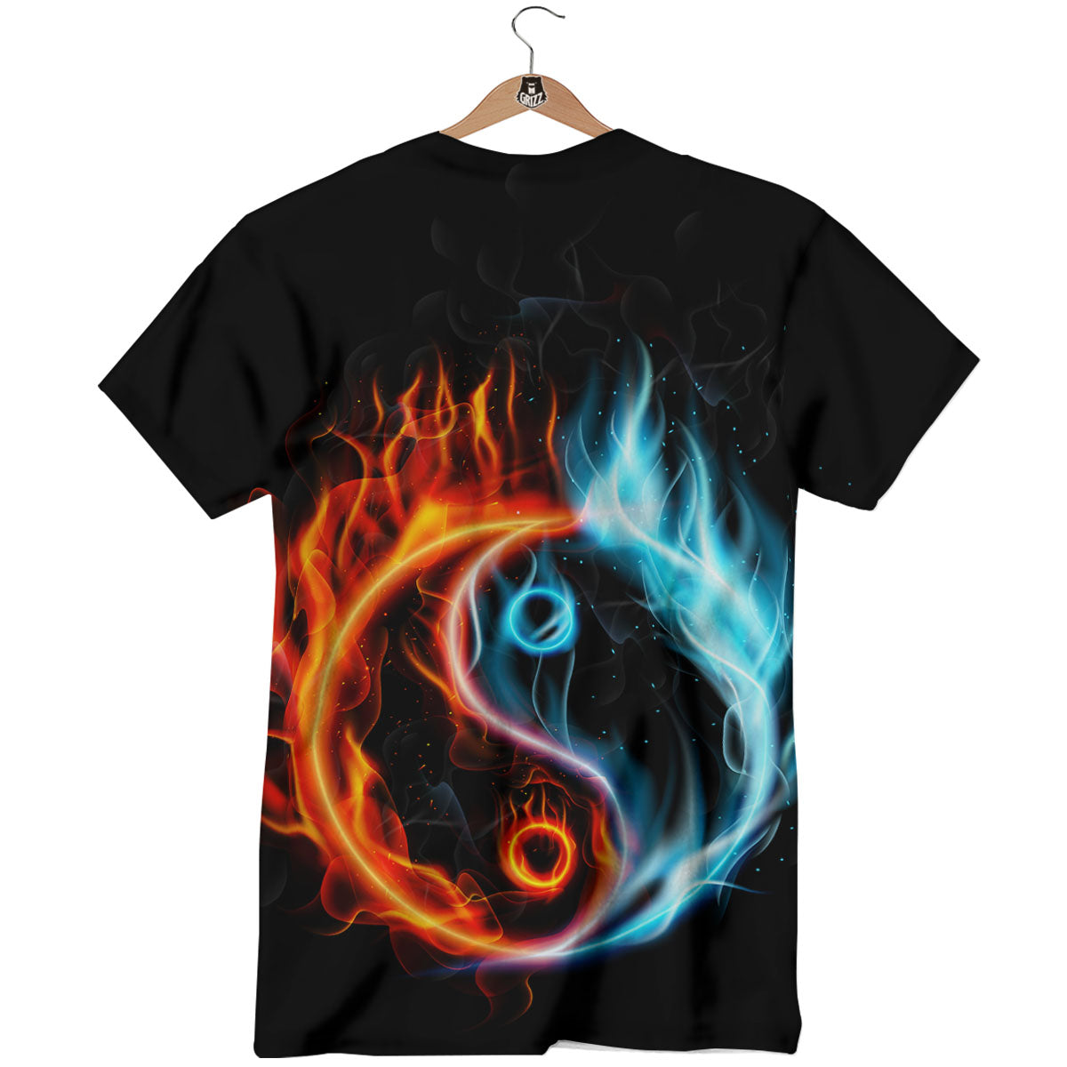Yin Yang Flaming Print T-Shirt-grizzshop