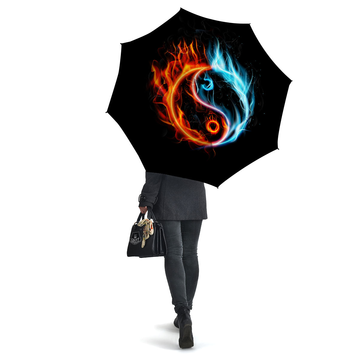 Yin Yang Flaming Print Umbrella-grizzshop