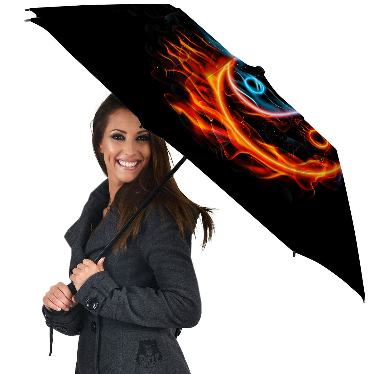 Yin Yang Flaming Print Umbrella-grizzshop