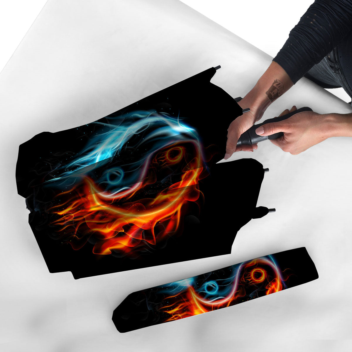 Yin Yang Flaming Print Umbrella-grizzshop