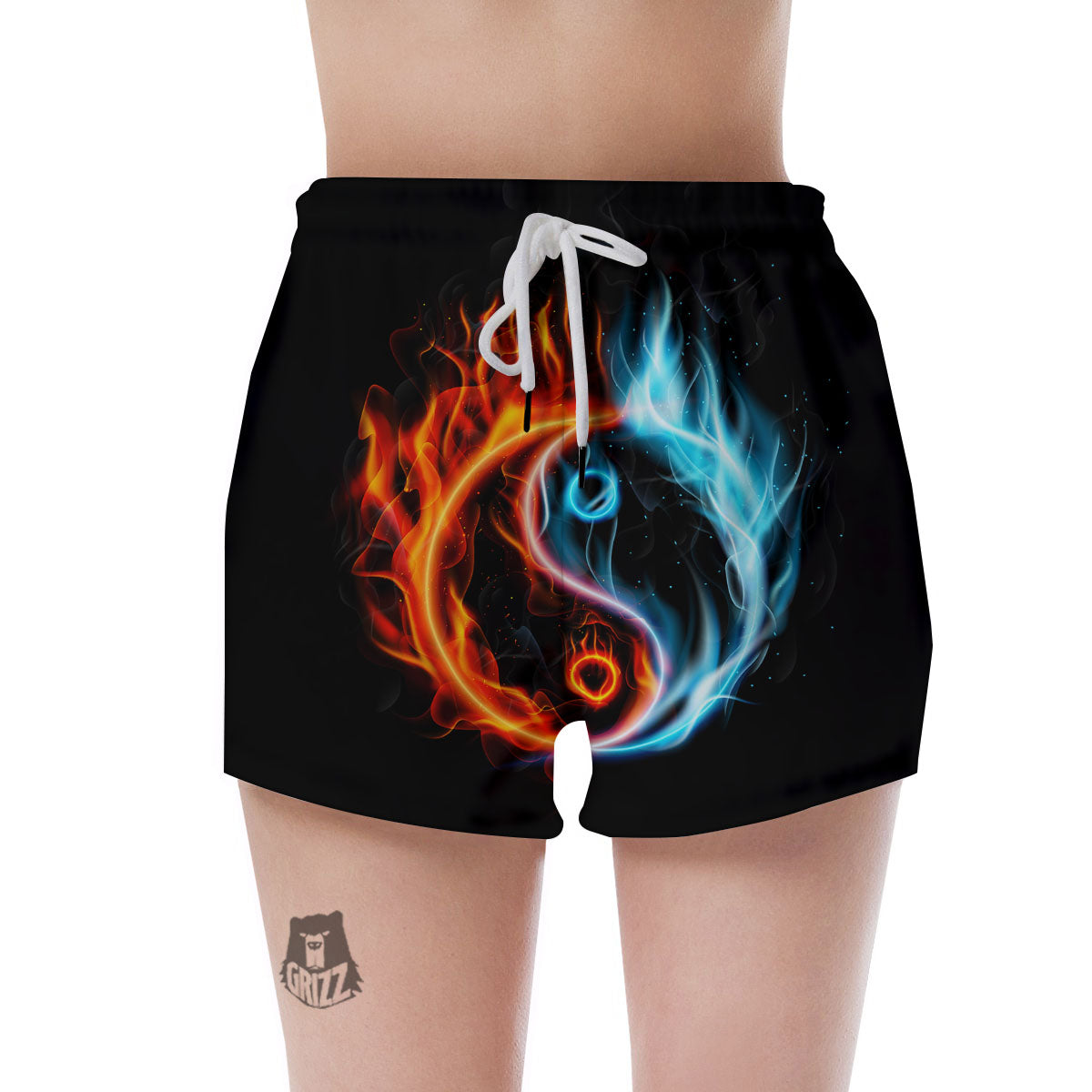 Yin Yang Flaming Print Women's Shorts-grizzshop
