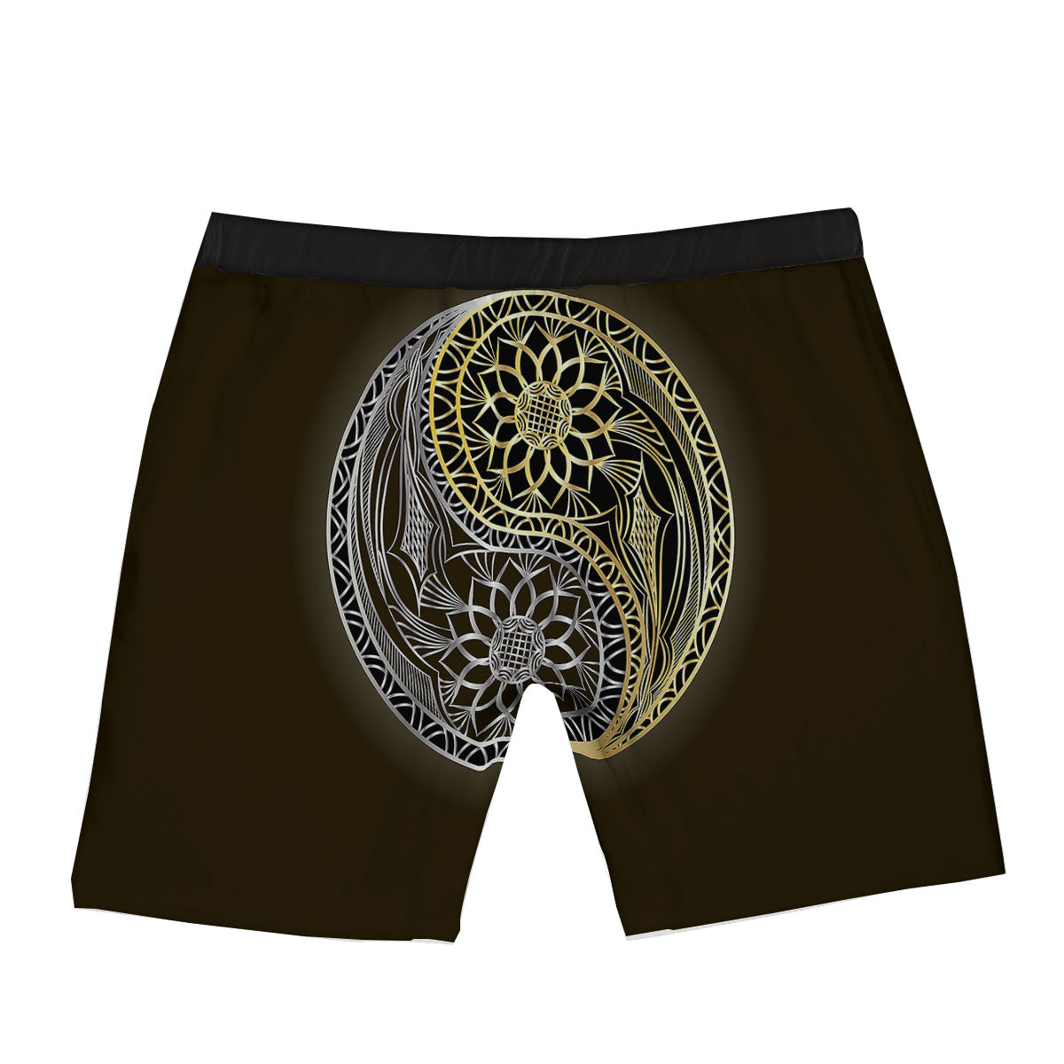 Yin Yang Flower Grey And Gold Print Boxer Briefs-grizzshop