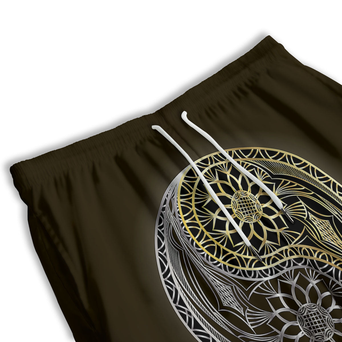 Yin Yang Flower Grey And Gold Print Men's Athletic Shorts-grizzshop