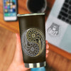 Yin Yang Flower Grey And Gold Print Tumbler-grizzshop