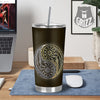 Yin Yang Flower Grey And Gold Print Tumbler-grizzshop