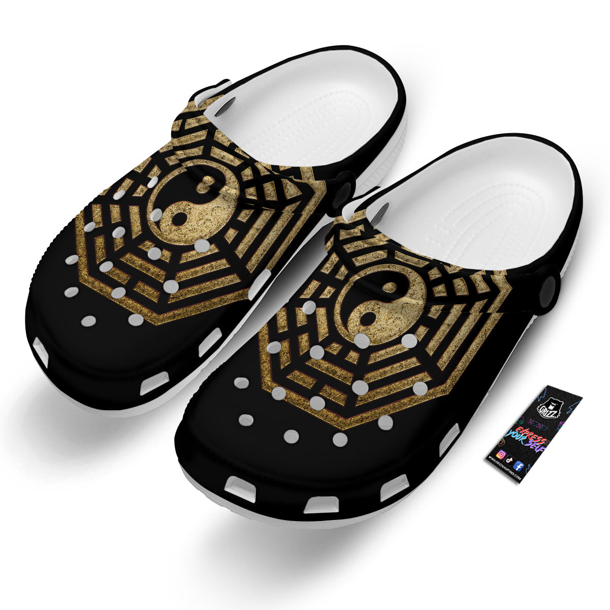 Yin Yang Gold Bagua Print Clog-grizzshop