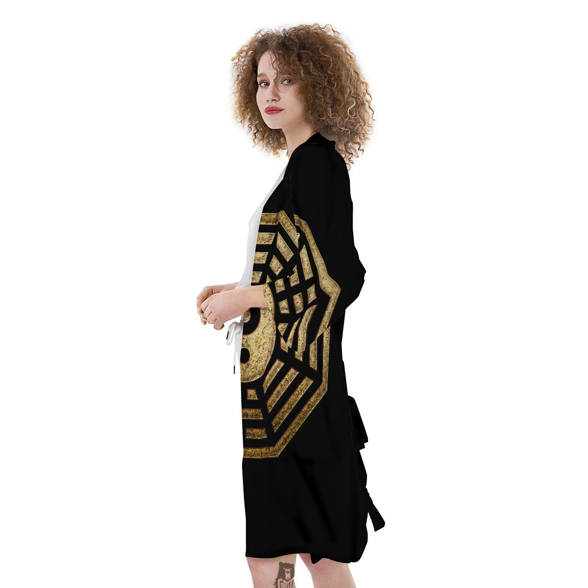 Yin Yang Gold Bagua Print Kimono-grizzshop