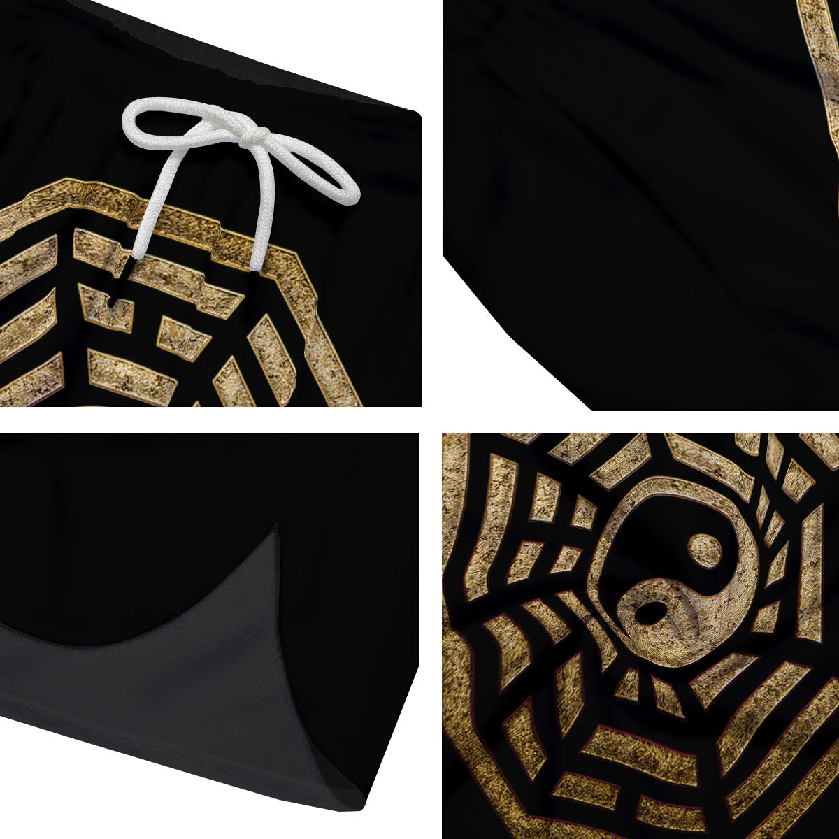Yin Yang Gold Bagua Print Men's Running Shorts-grizzshop