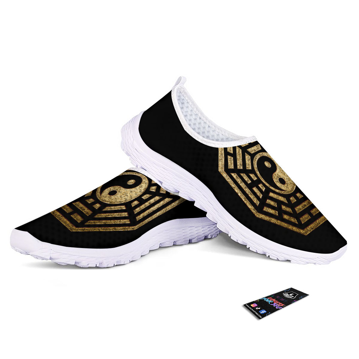 Yin Yang Gold Bagua Print Nurse Shoes-grizzshop