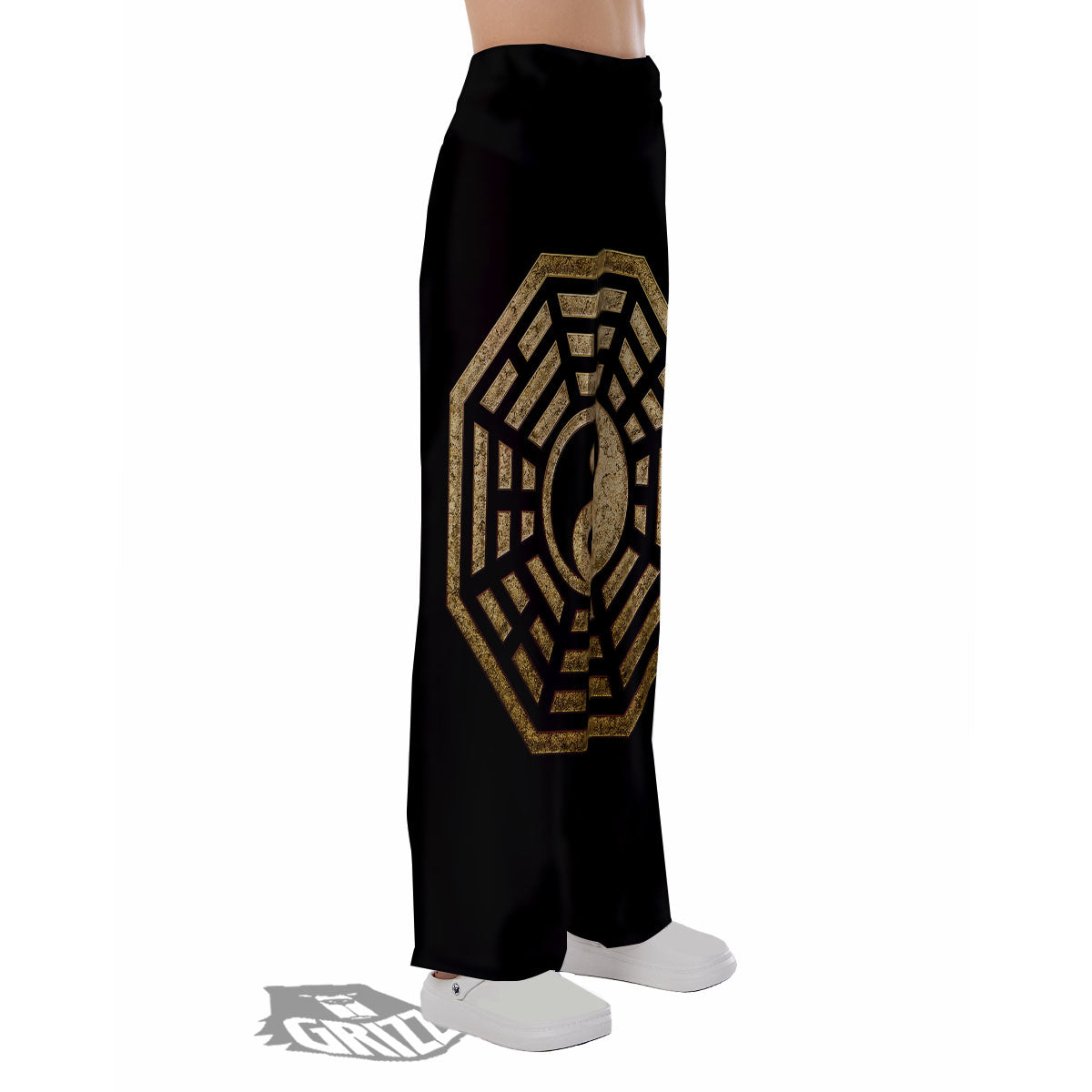 Yin Yang Gold Bagua Print Pajama Pants-grizzshop