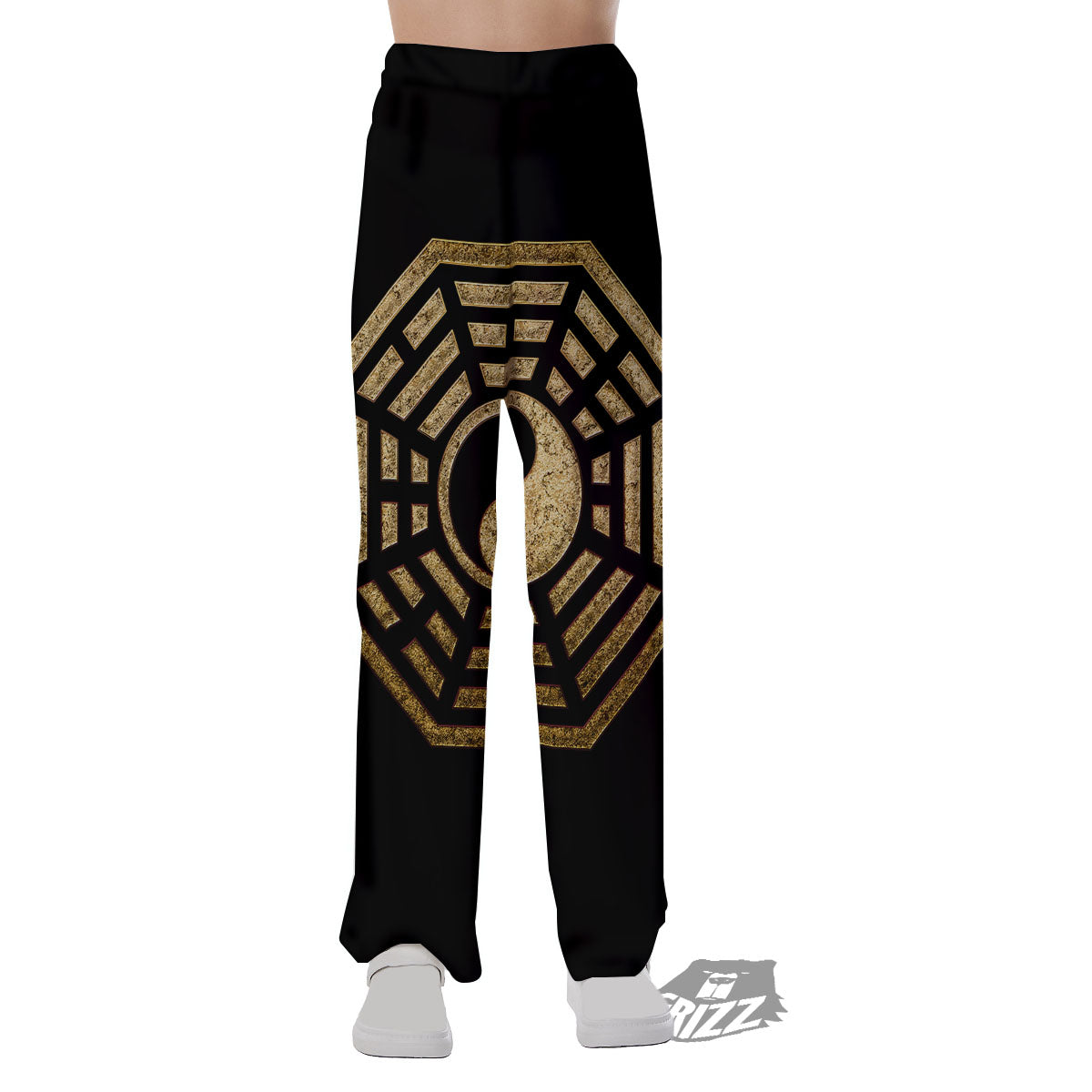 Yin Yang Gold Bagua Print Pajama Pants-grizzshop