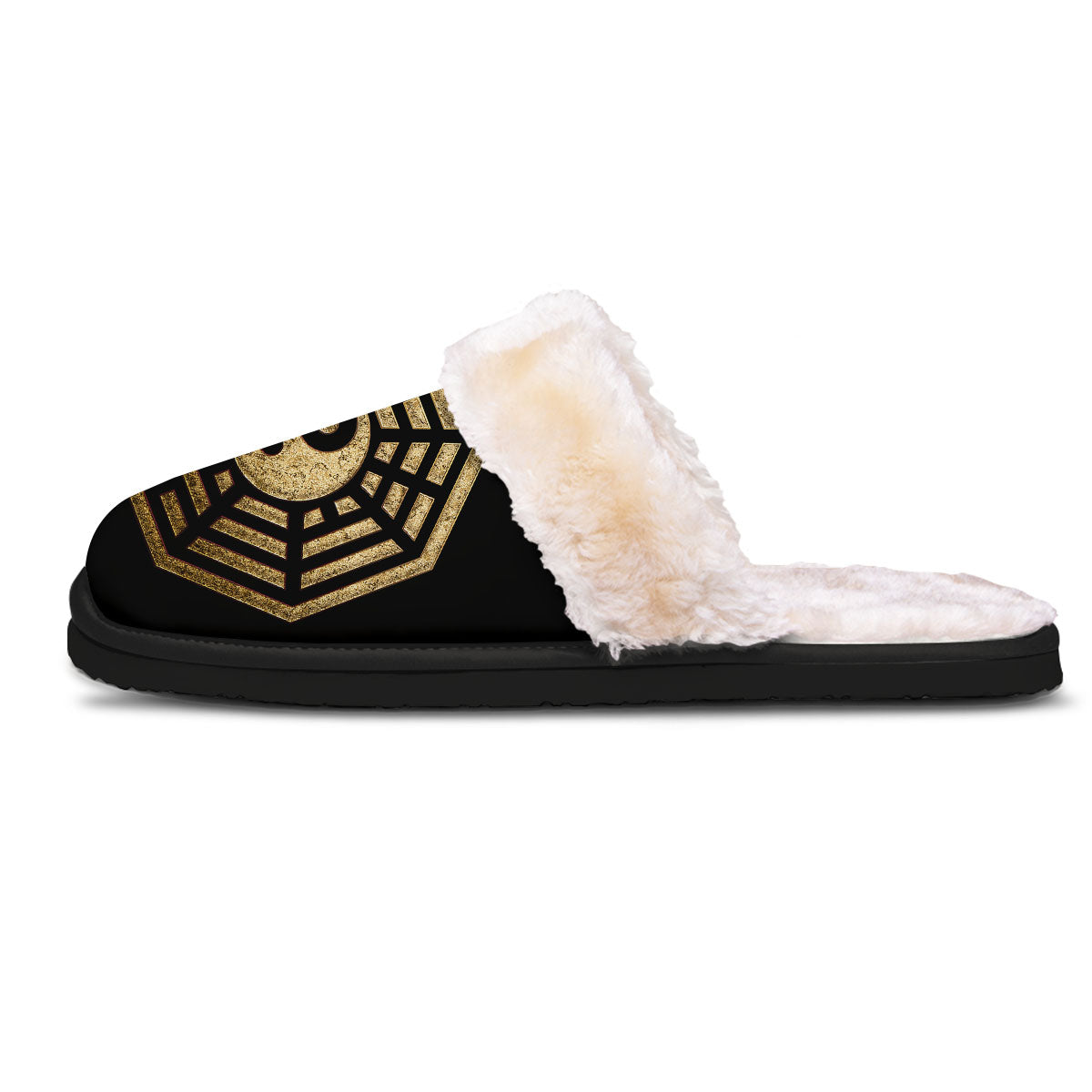 Yin Yang Gold Bagua Print Slippers-grizzshop