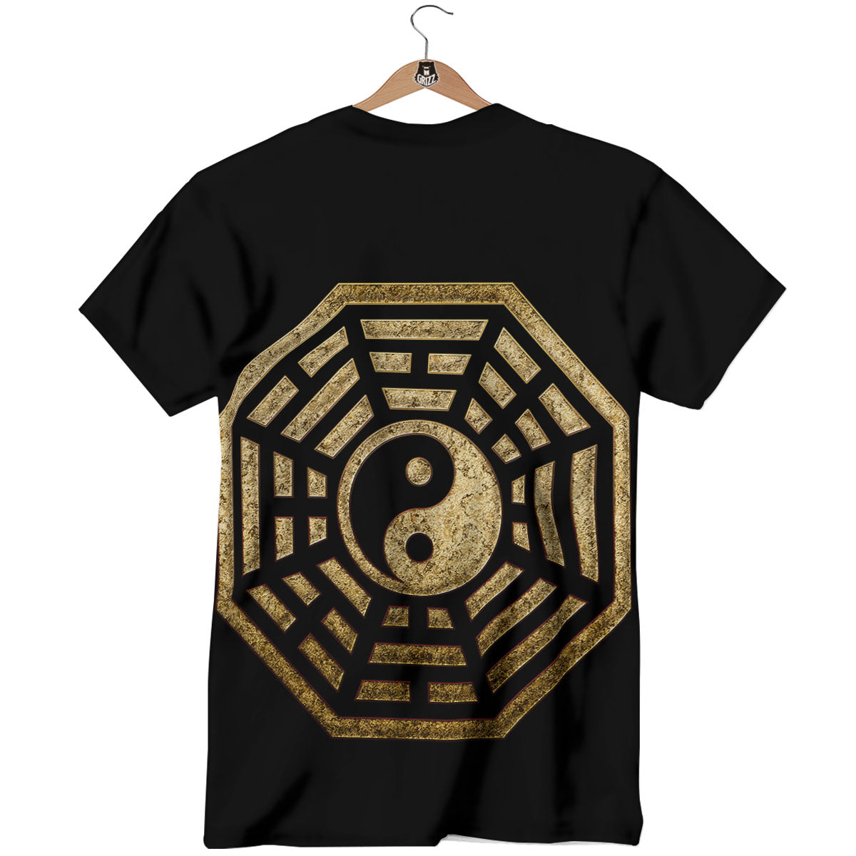 Yin Yang Gold Bagua Print T-Shirt-grizzshop
