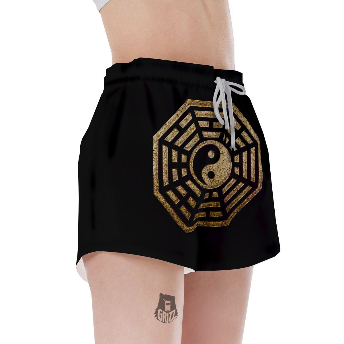 Yin Yang Gold Bagua Print Women's Shorts-grizzshop