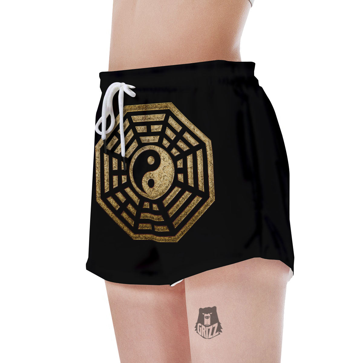 Yin Yang Gold Bagua Print Women's Shorts-grizzshop