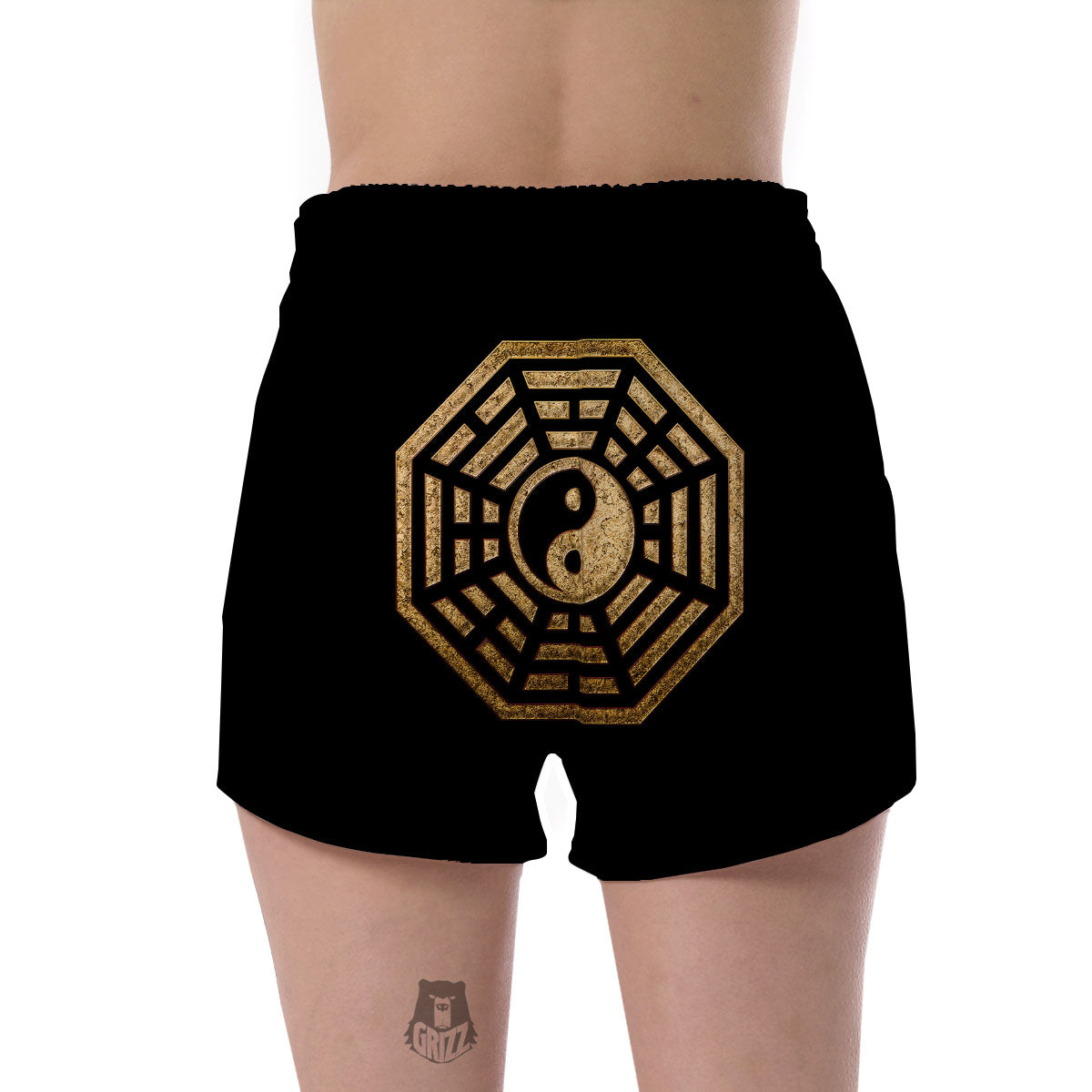 Yin Yang Gold Bagua Print Women's Shorts-grizzshop
