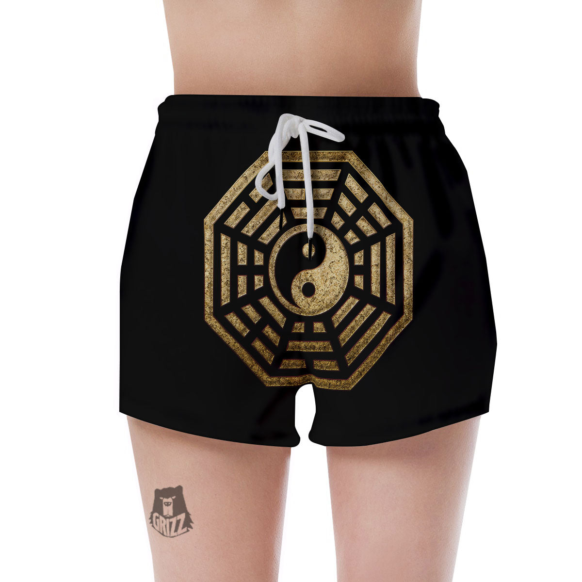 Yin Yang Gold Bagua Print Women's Shorts-grizzshop