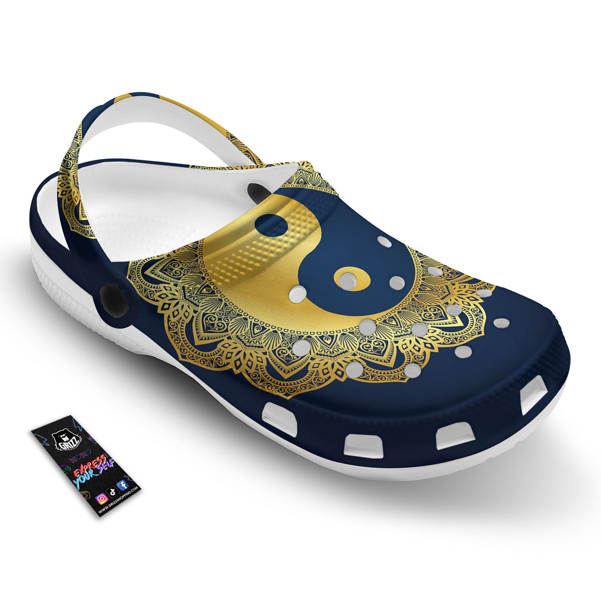 Yin Yang Gold Mandala Print Clog-grizzshop