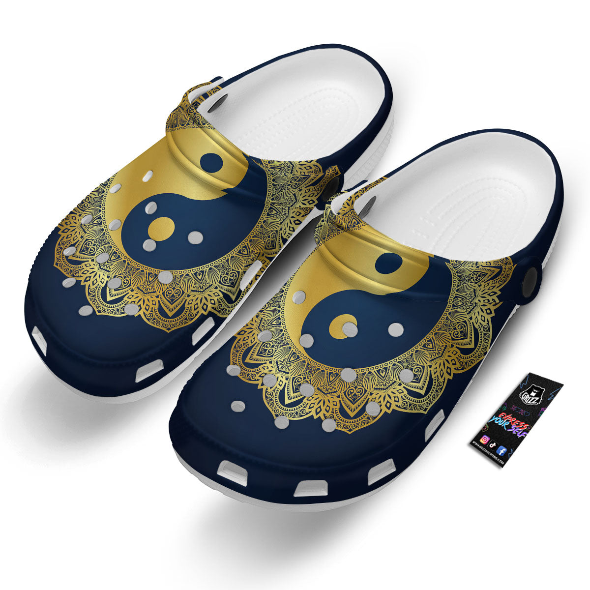 Yin Yang Gold Mandala Print Clog-grizzshop