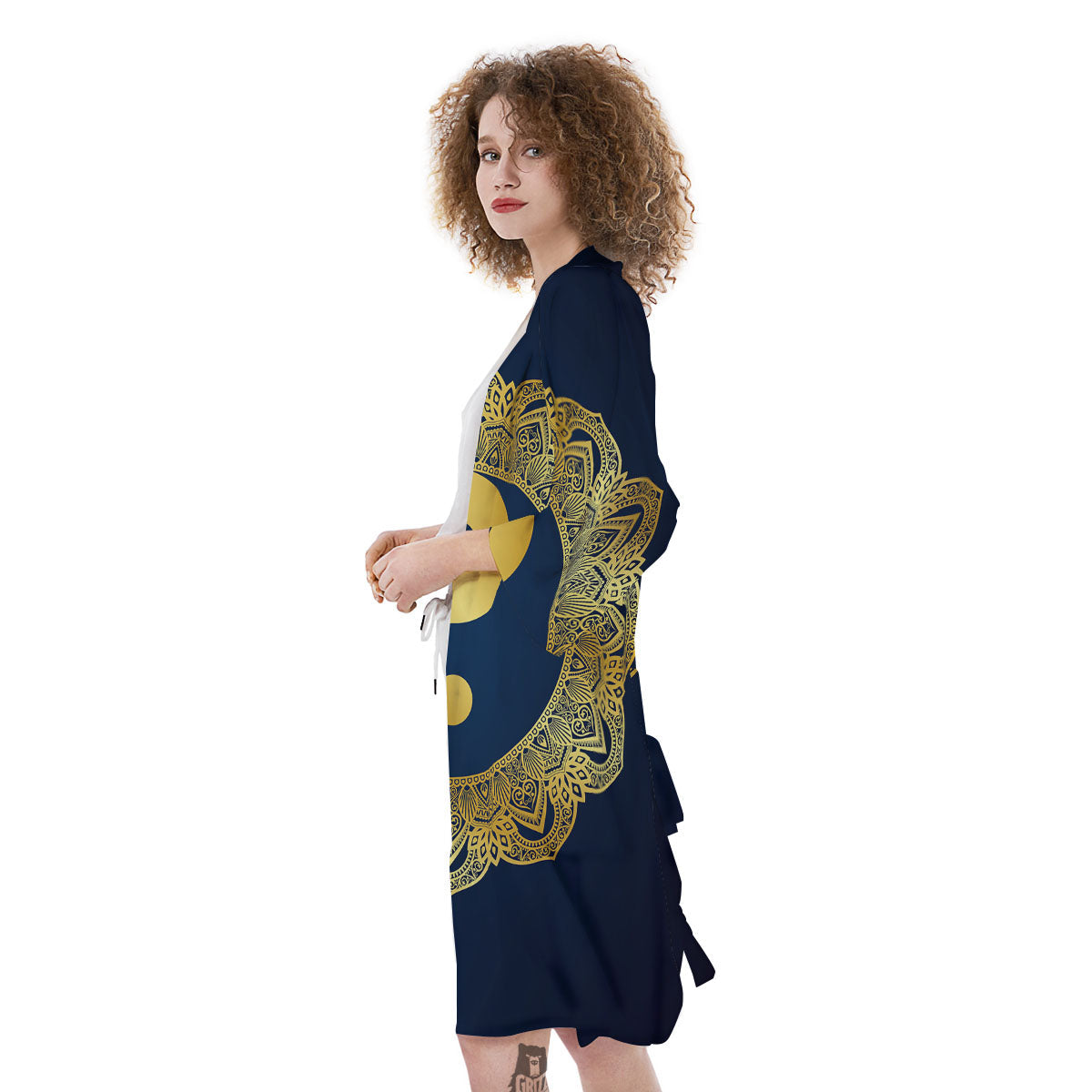 Yin Yang Gold Mandala Print Kimono-grizzshop