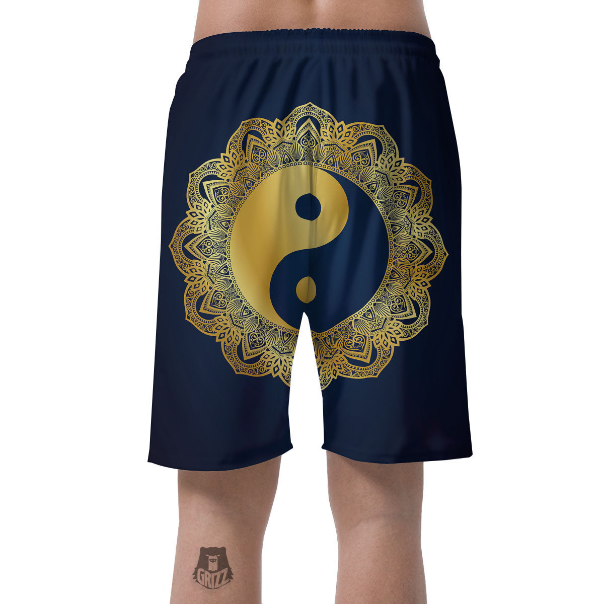 Yin Yang Gold Mandala Print Men's Shorts-grizzshop