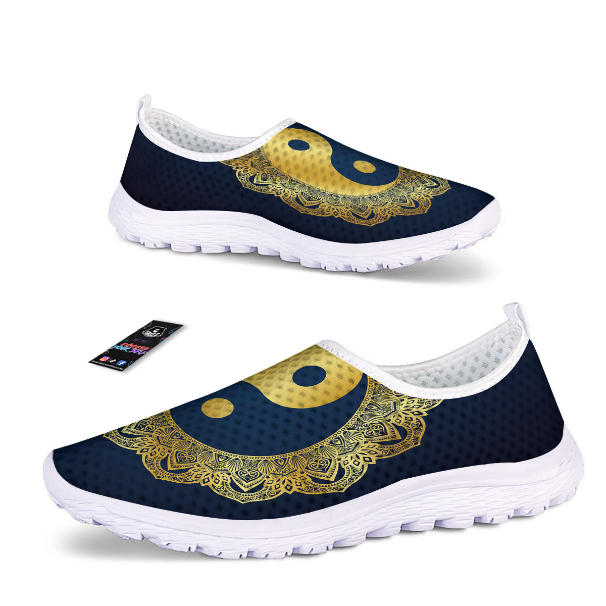 Yin Yang Gold Mandala Print Nurse Shoes-grizzshop