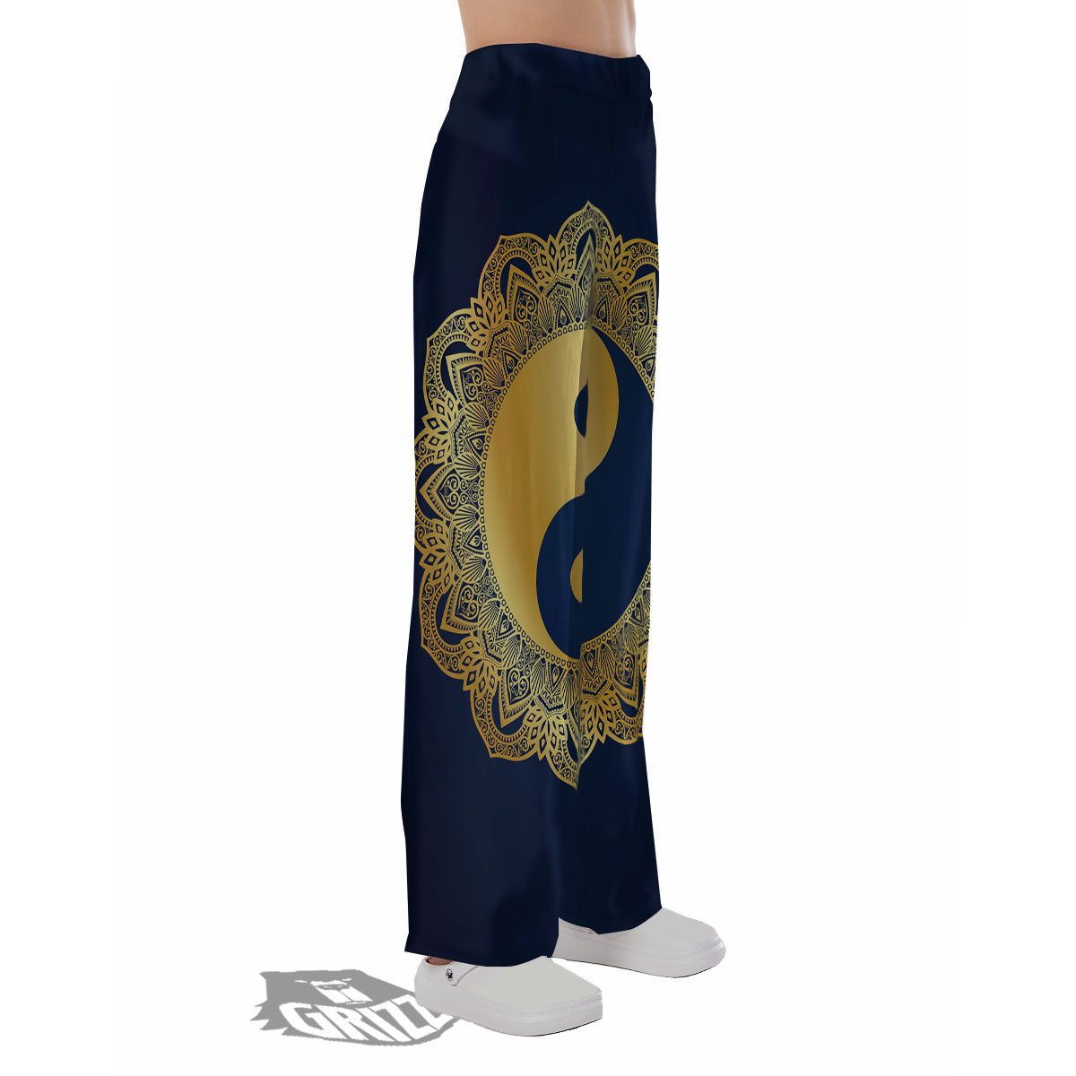 Yin Yang Gold Mandala Print Pajama Pants-grizzshop