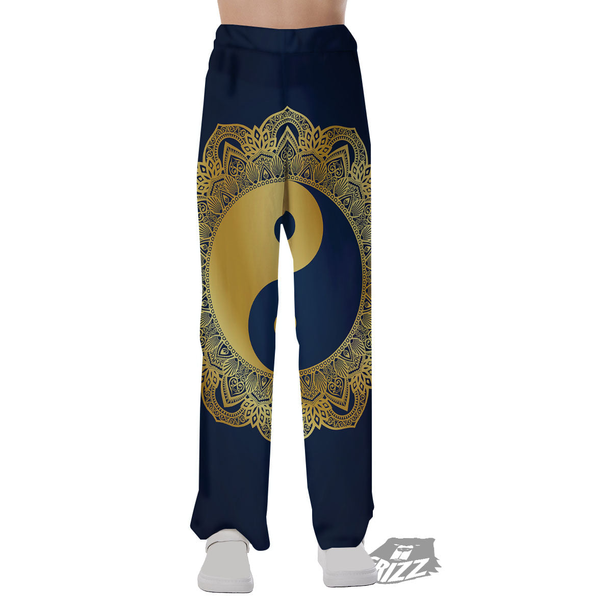 Yin Yang Gold Mandala Print Pajama Pants-grizzshop