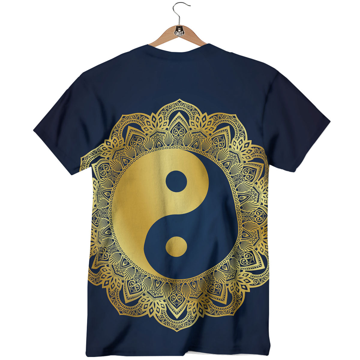 Yin Yang Gold Mandala Print T-Shirt-grizzshop