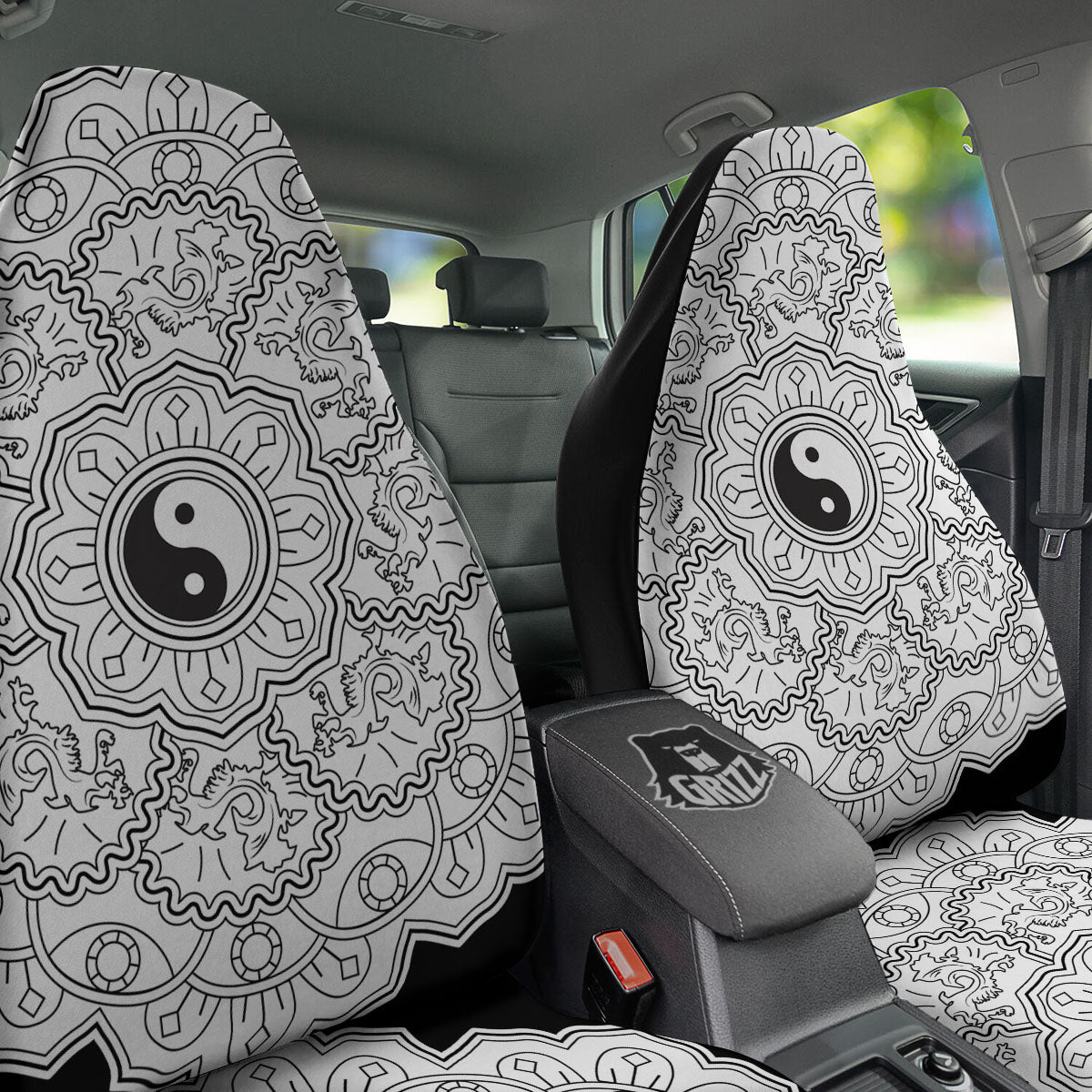 Yin Yang Mandala White And Black Print Car Seat Covers-grizzshop