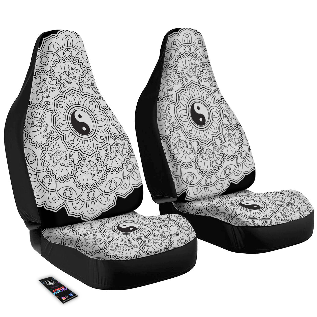 Yin Yang Mandala White And Black Print Car Seat Covers-grizzshop