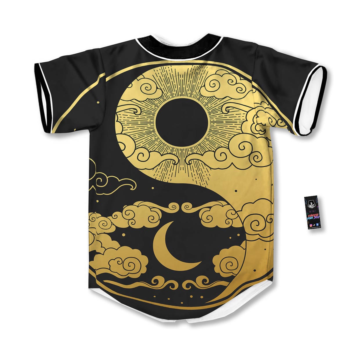 Yin Yang Moon And Sun Print Baseball Jersey-grizzshop