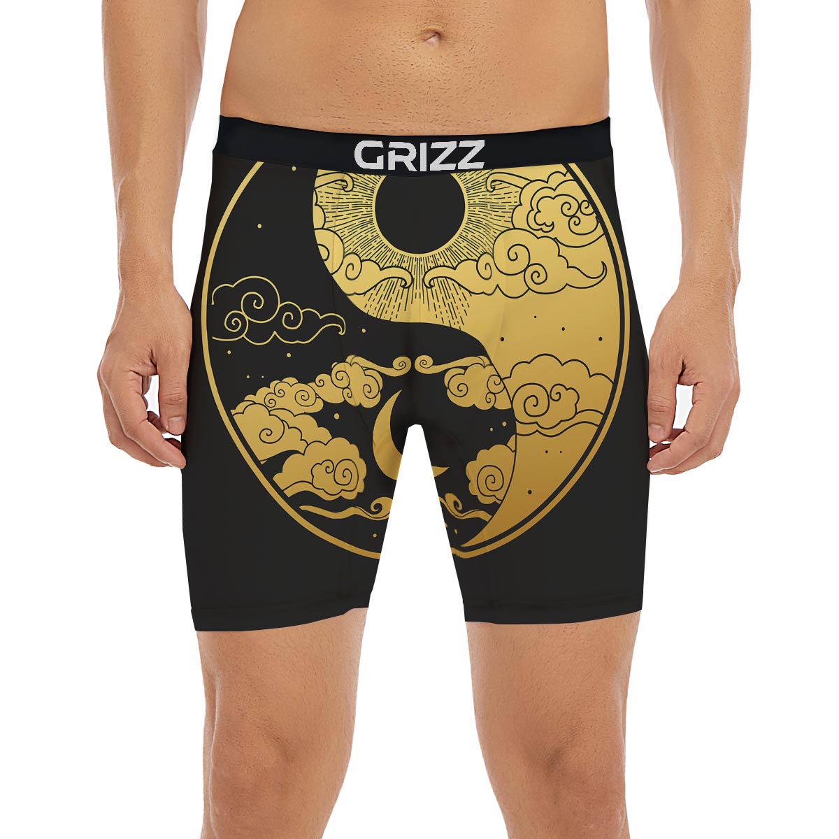 Yin Yang Moon And Sun Print Boxer Briefs-grizzshop