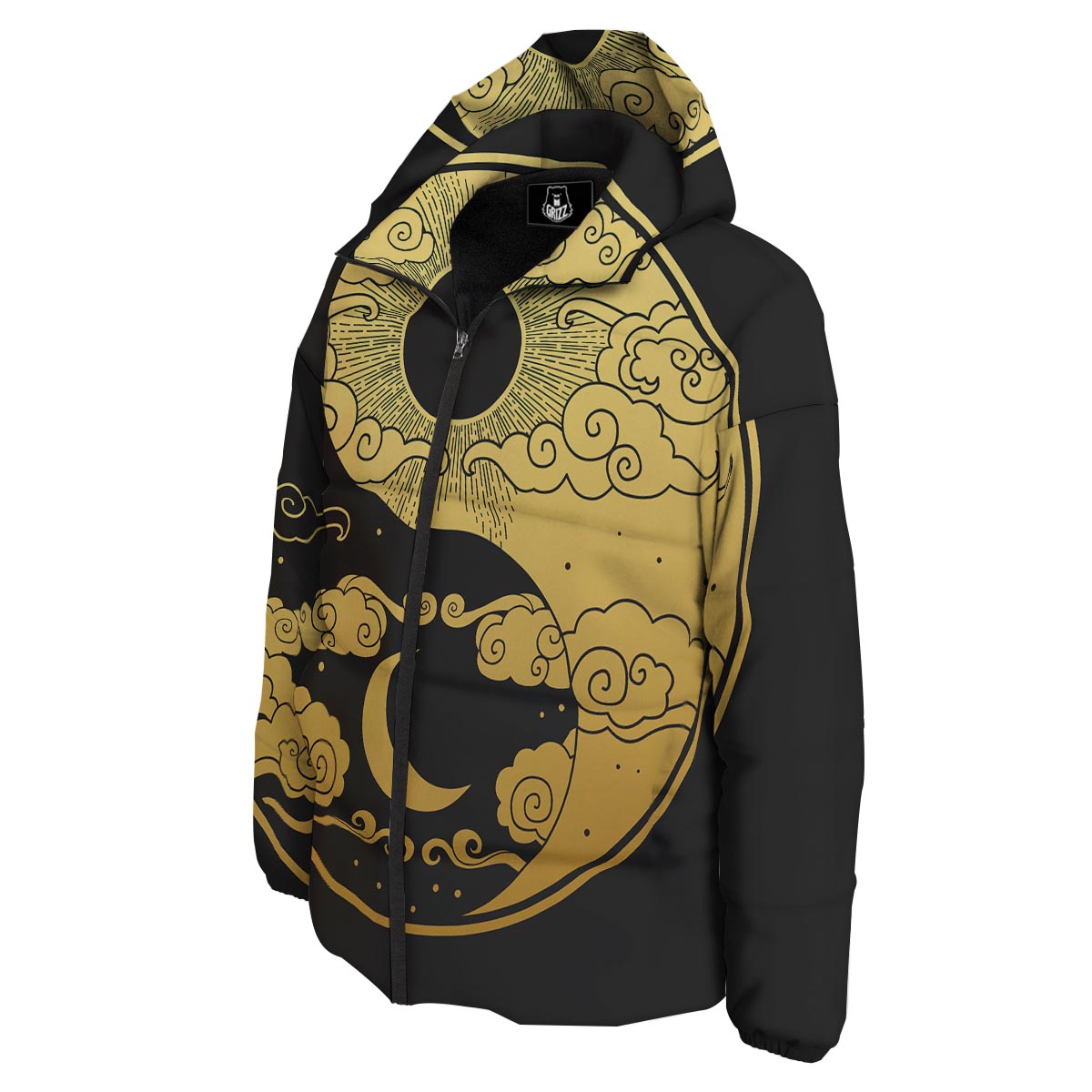 Yin Yang Moon And Sun Print Down Jacket-grizzshop