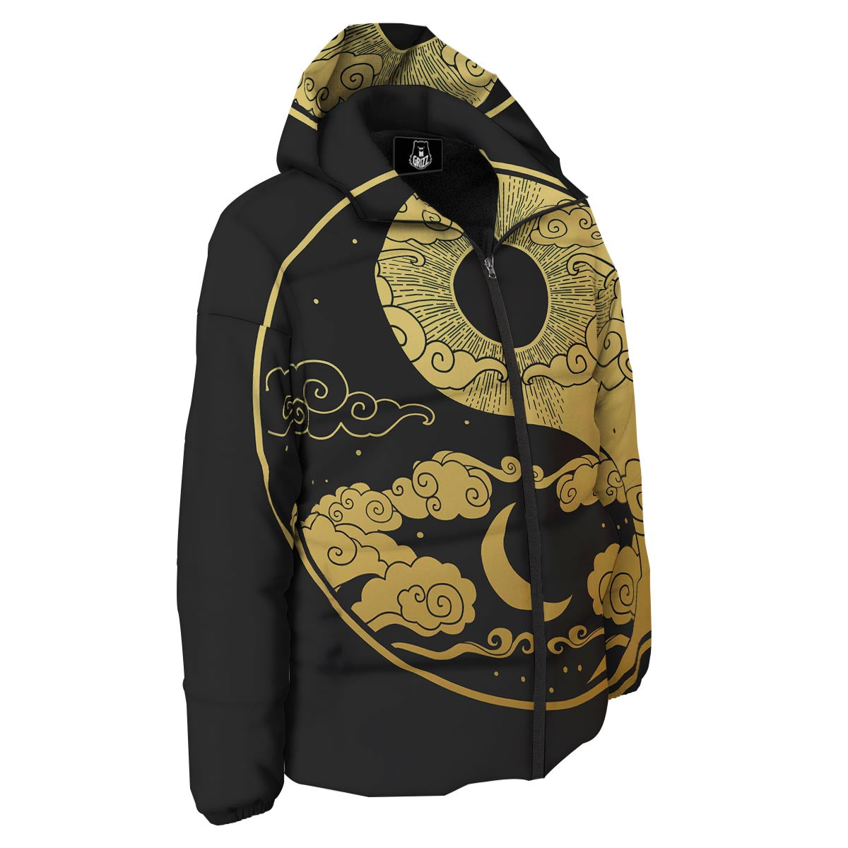 Yin Yang Moon And Sun Print Down Jacket-grizzshop