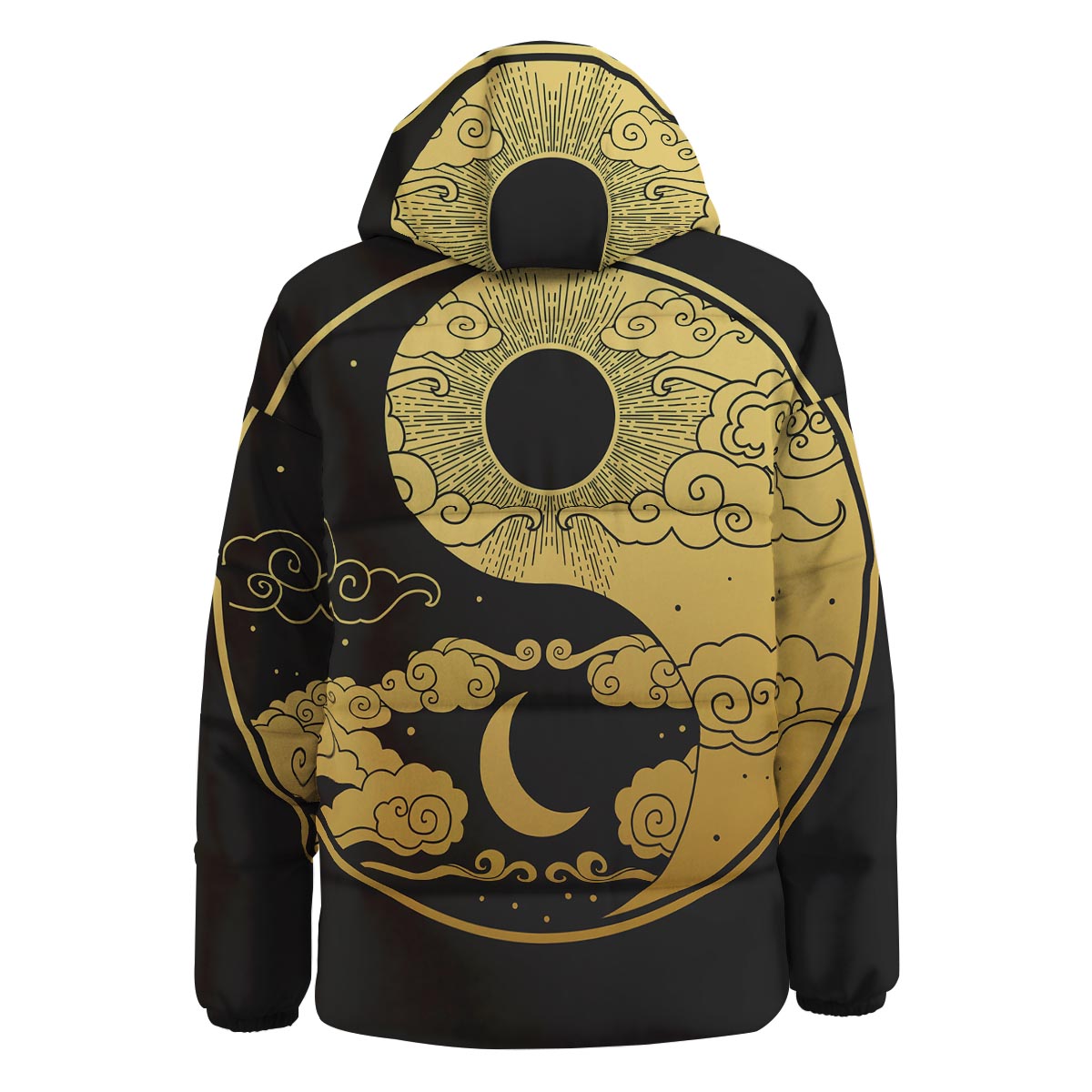 Yin Yang Moon And Sun Print Down Jacket-grizzshop