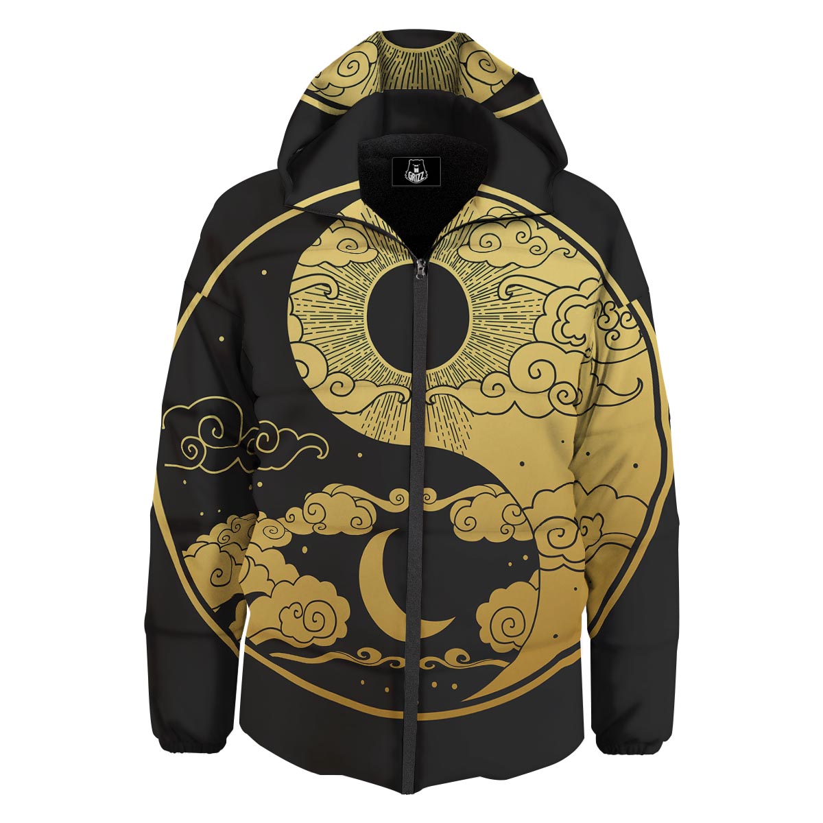 Yin Yang Moon And Sun Print Down Jacket-grizzshop