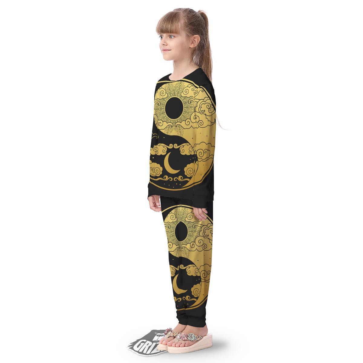 Yin Yang Moon And Sun Print Kid's Pajamas-grizzshop
