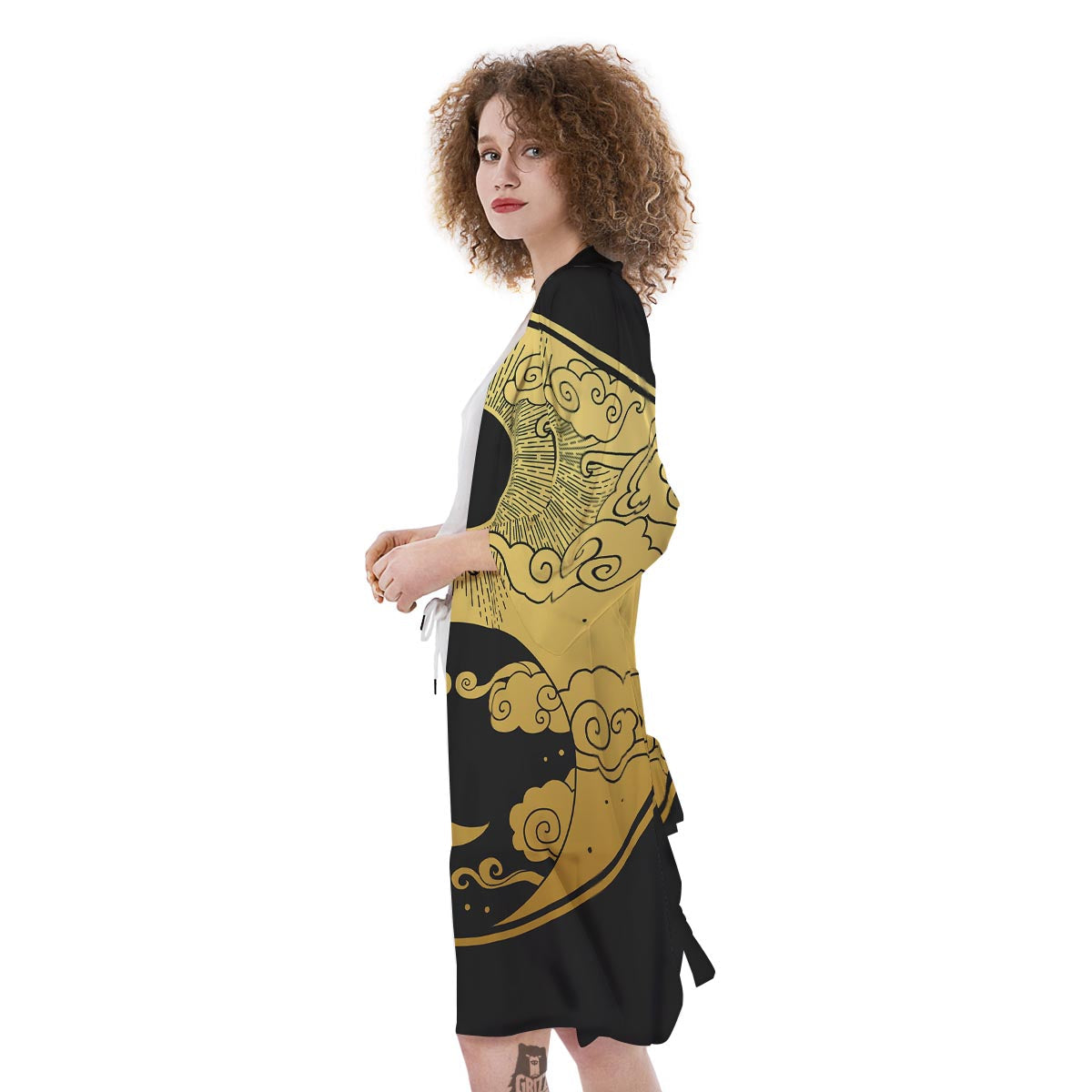 Yin Yang Moon And Sun Print Kimono-grizzshop