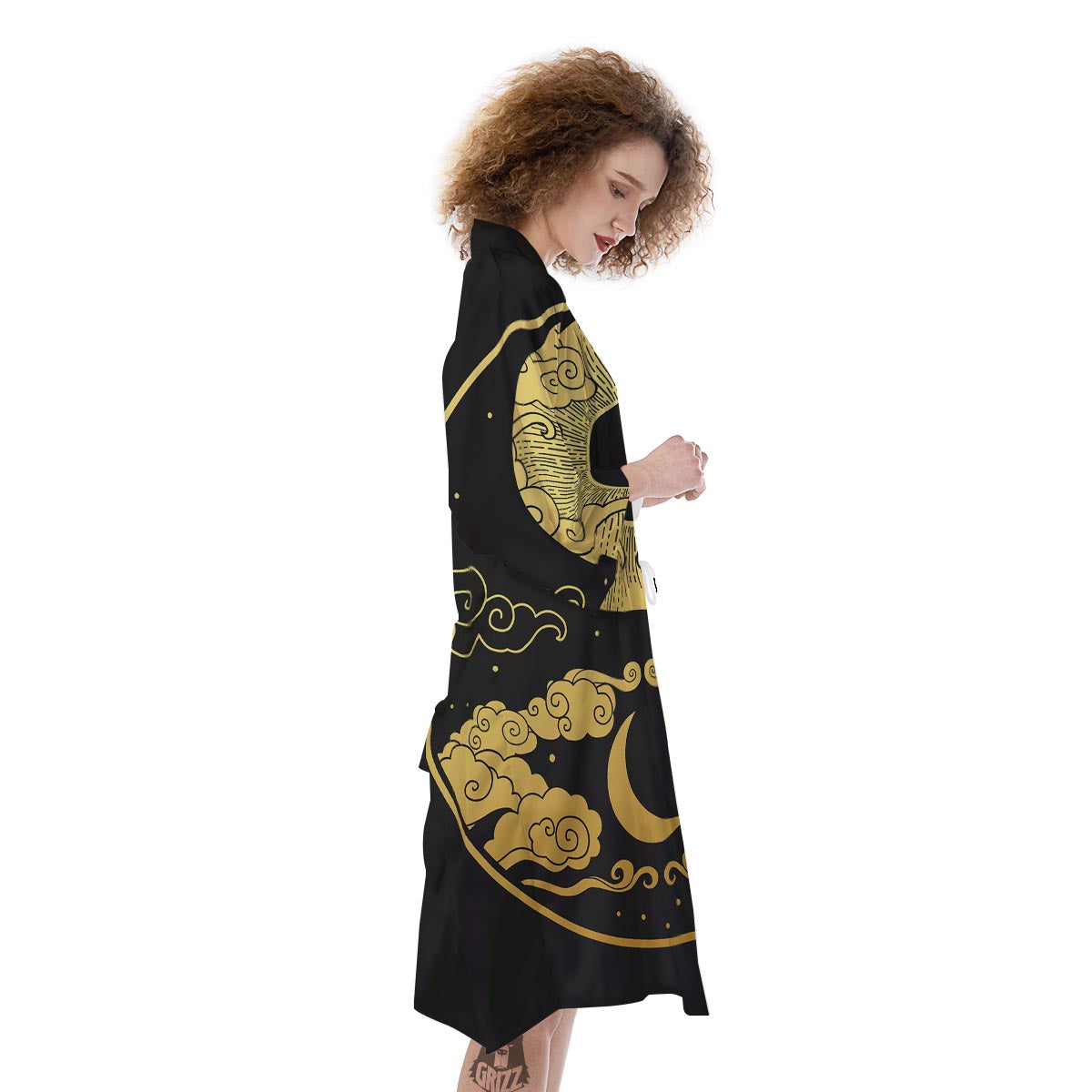 Yin Yang Moon And Sun Print Kimono-grizzshop