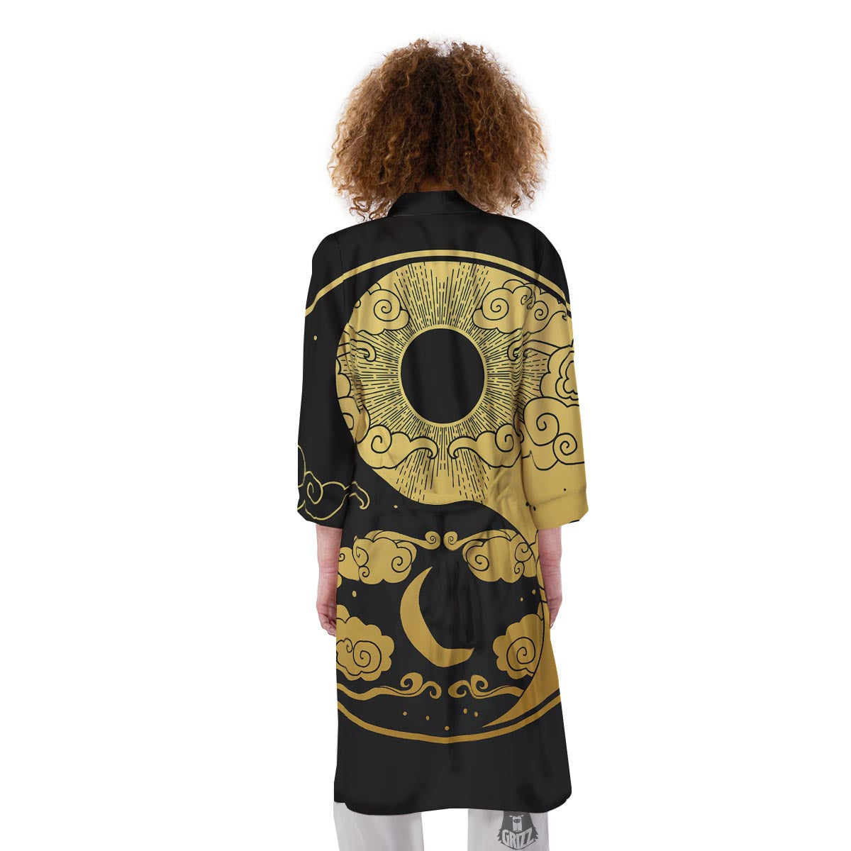 Yin Yang Moon And Sun Print Kimono-grizzshop