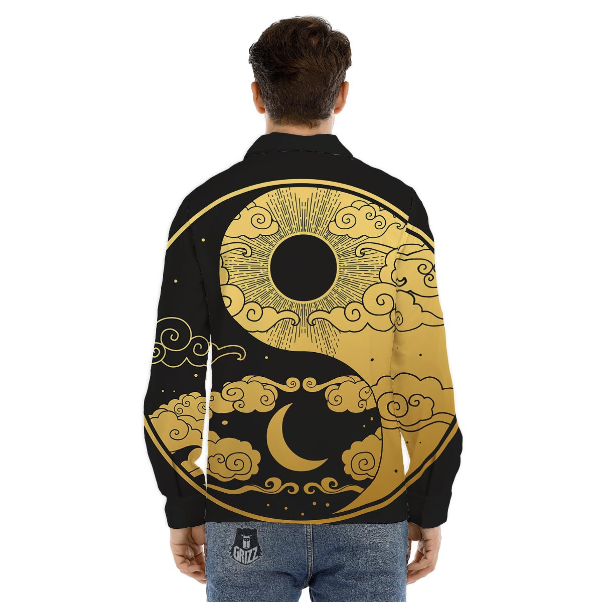 Yin Yang Moon And Sun Print Men's Dress Shirts-grizzshop