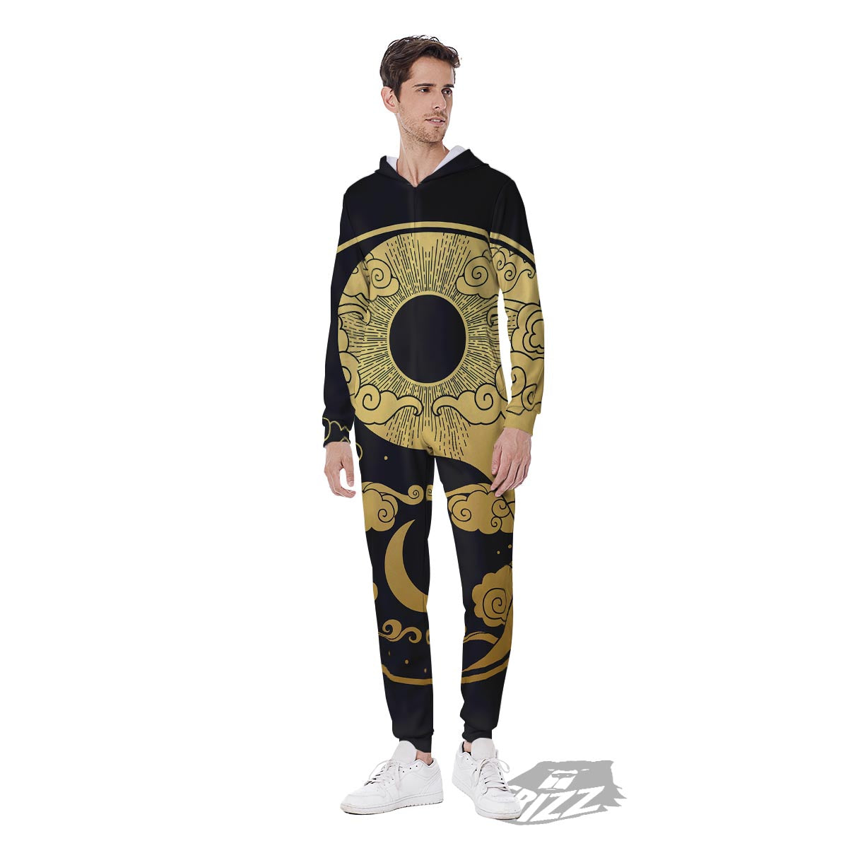 Yin Yang Moon And Sun Print Men's Jumpsuit-grizzshop