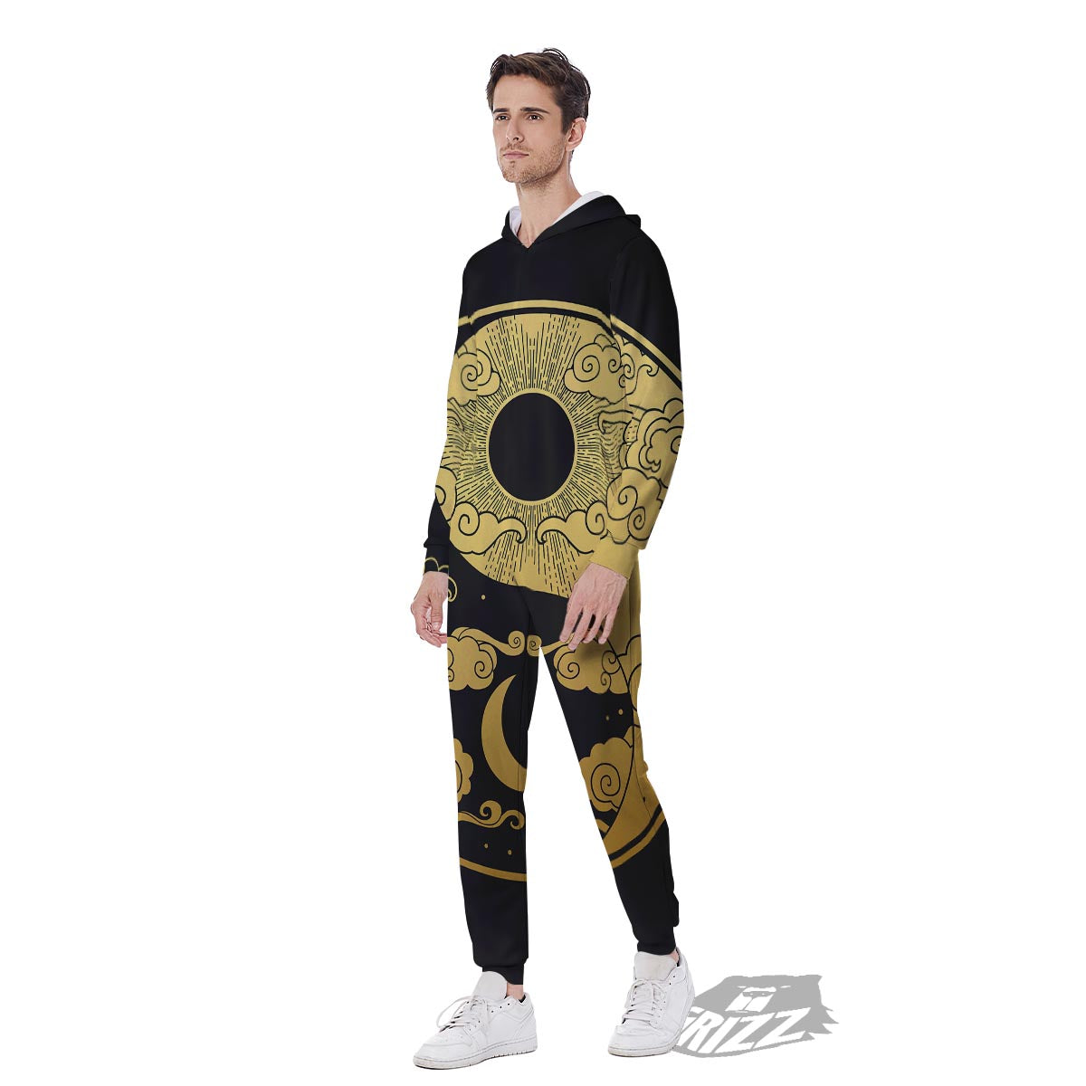 Yin Yang Moon And Sun Print Men's Jumpsuit-grizzshop